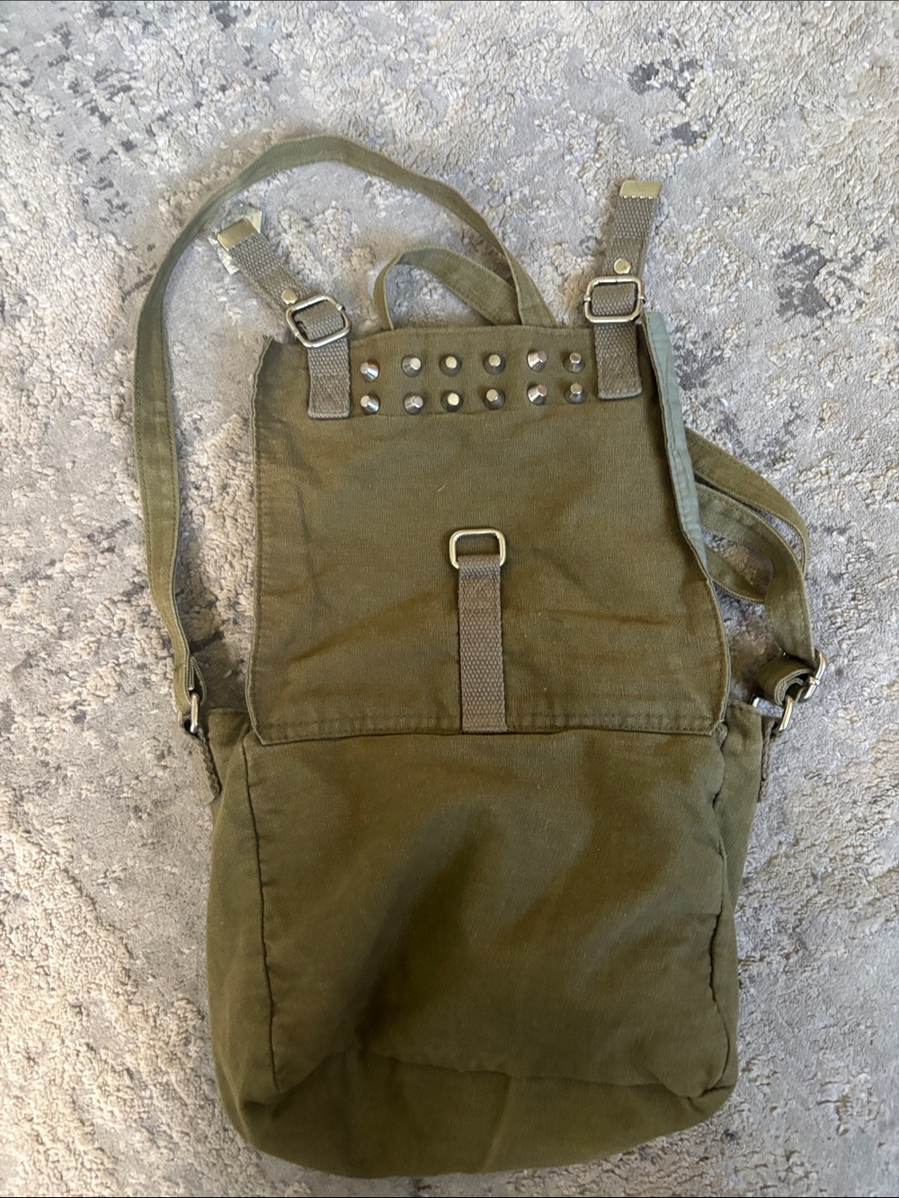 Y2K Mossimo Supply Co. Olive Green Canvas Messenger Crossbody Bag - Picture 4 of 5